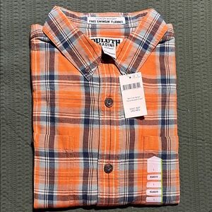 Duluth Trading Co Orange Plaid Casual Button Down Shirt